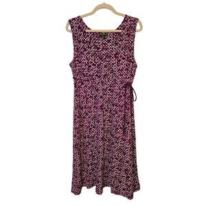 Eddie Bauer purplish pink printed cotton modest dress. Size L.